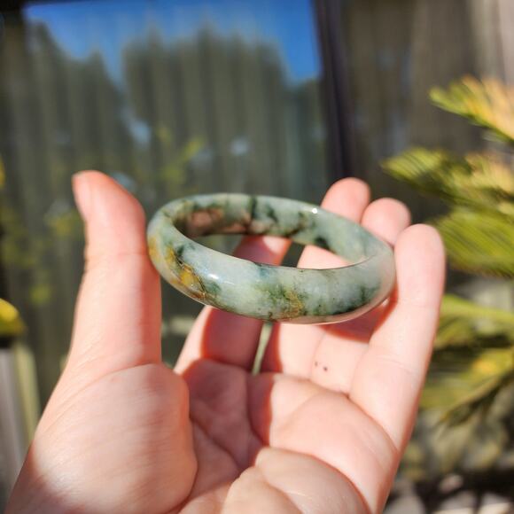 Jadeite Jade Bangle Green Natural Semi Translucent 284ct Myanmar Burma Bracelet - Picture 5 of 17
